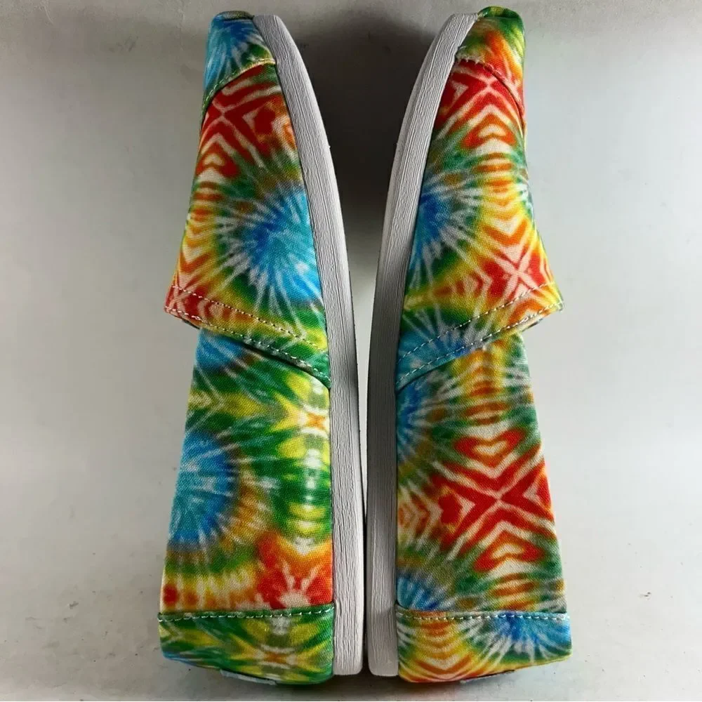 Toms Alpargata Women’s Shoes Fiesta Red Tie‎ Dye Canvas Sneakers Size 8.5